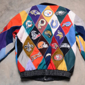 Vtg NFL Team Logos Jeff Hamilton Wool Jacket