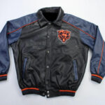 Black Navy Blue NFL Chicago Bears Leather Jacket