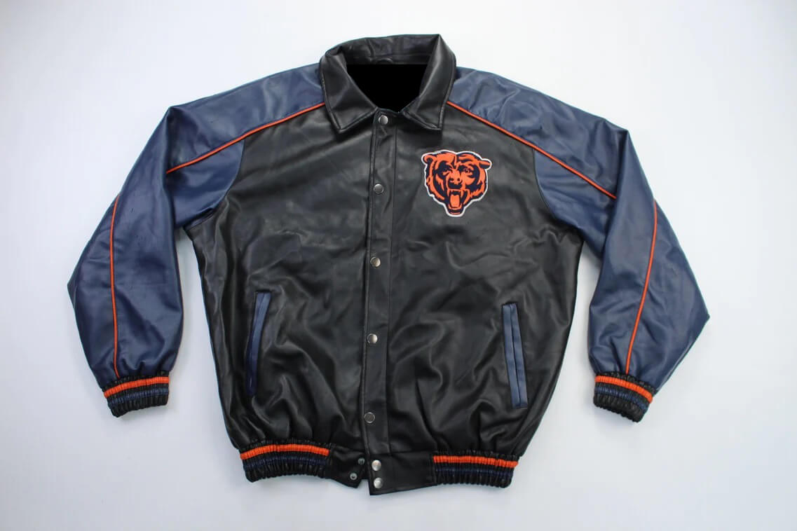 Black Navy Blue NFL Chicago Bears Leather Jacket (1) Black Navy Blue NFL Chicago Bears Leather Jacket