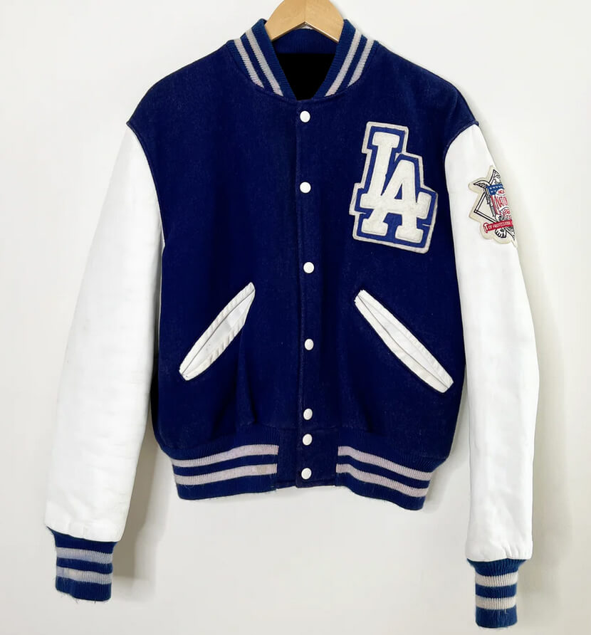 LA Dodgers Varsity Jacket white leather sleeves with blue wool by IW