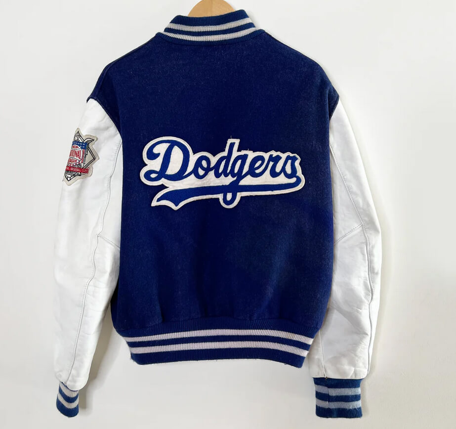 LA Dodgers Varsity Jacket white leather sleeves with blue wool by IW