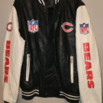 Chicago Bears Black And White Leather Varsity Jacket