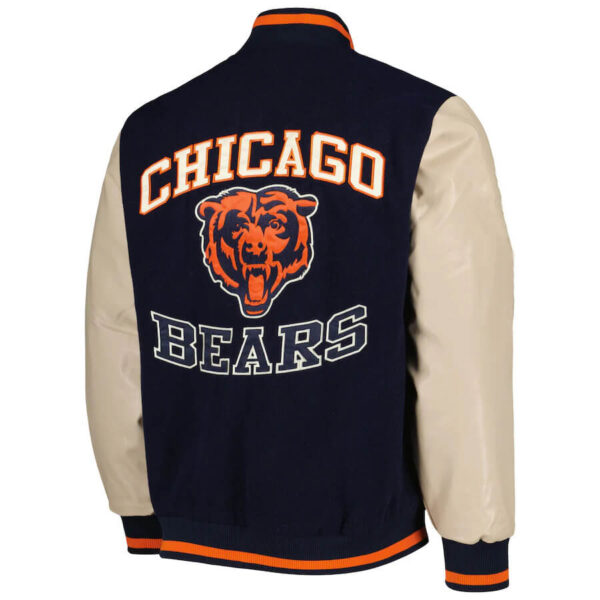 Chicago Bears Navy Blue And Cream Varsity Jacket