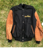 Hard Rock Cafe Chicago Black Brown Varsity Jacket