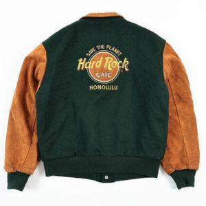 Hard Rock Cafe Honolulu Wool Suede Sleeves Jacket