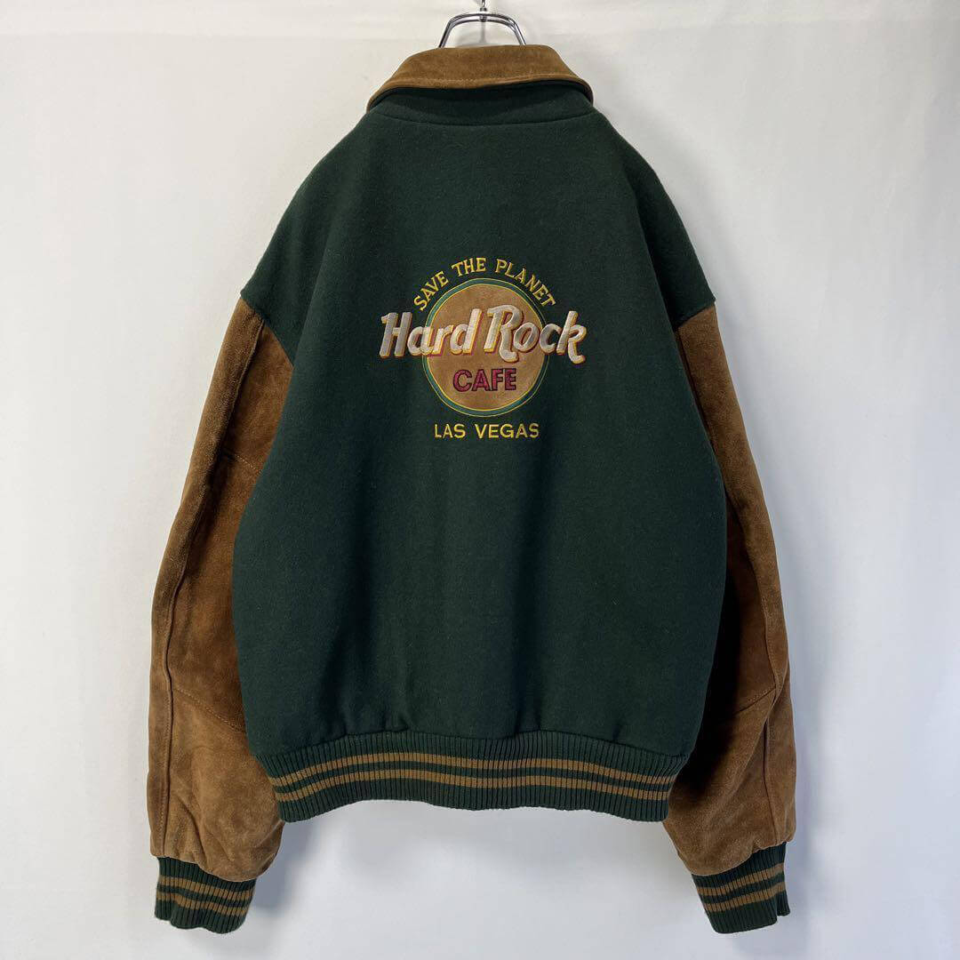 Hard Rock Cafe Las Vegas Wool Suede Sleeves Jacket (1) Hard Rock Cafe Las Vegas Wool Suede Sleeves Jacket