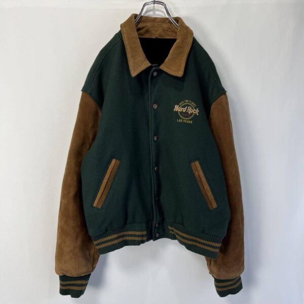Hard Rock Cafe Las Vegas Wool Suede Sleeves Jacket