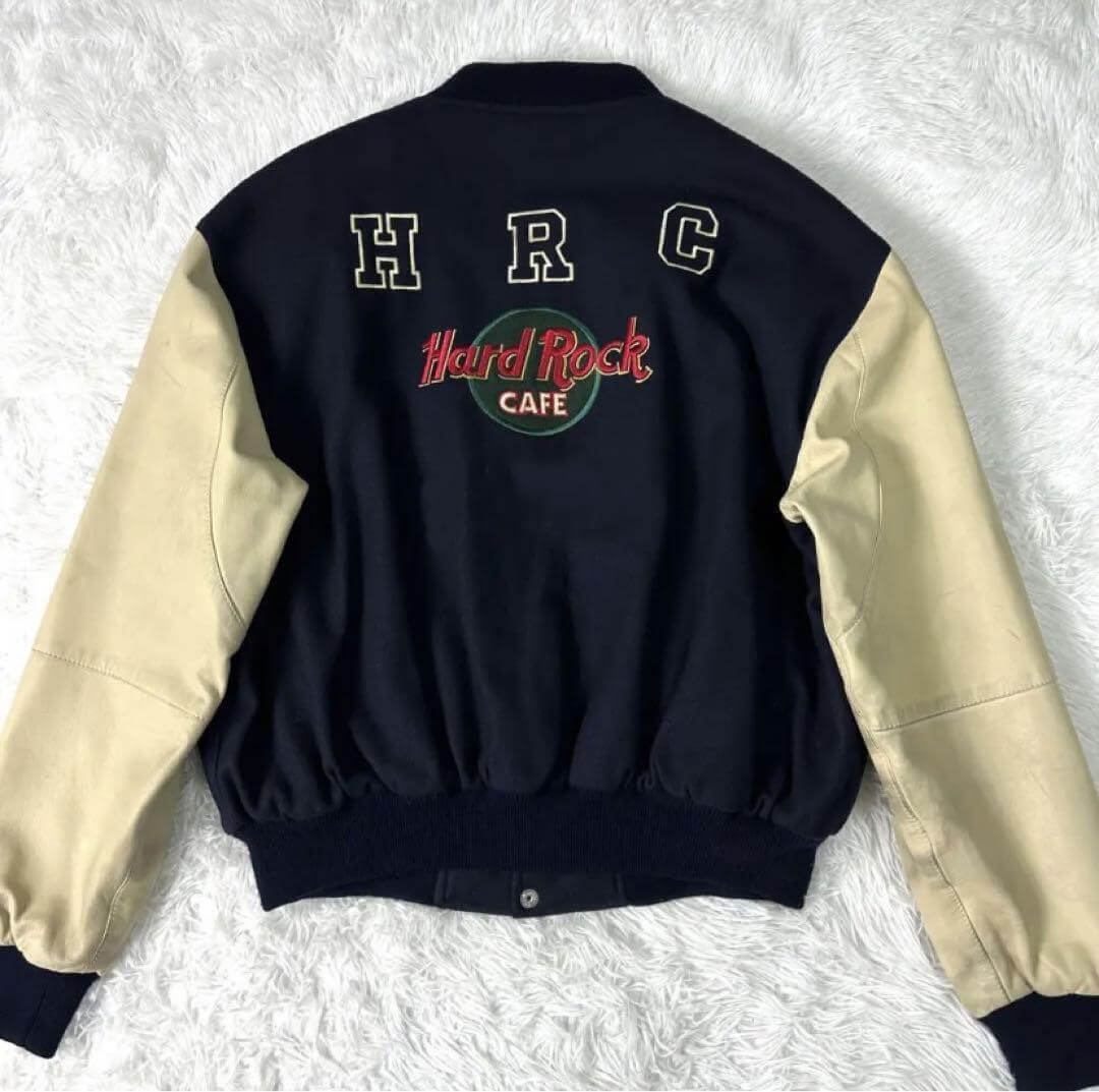 Hard Rock Cafe Mexico Blue Cream Varsity Jacket (2) Hard Rock Cafe Mexico Blue Cream Varsity Jacket