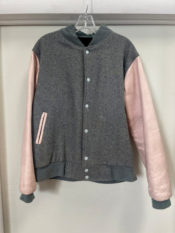 Hard Rock Cafe Pink Grey Varsity Jacket (2) Hard Rock Cafe Pink Grey Varsity Jacket