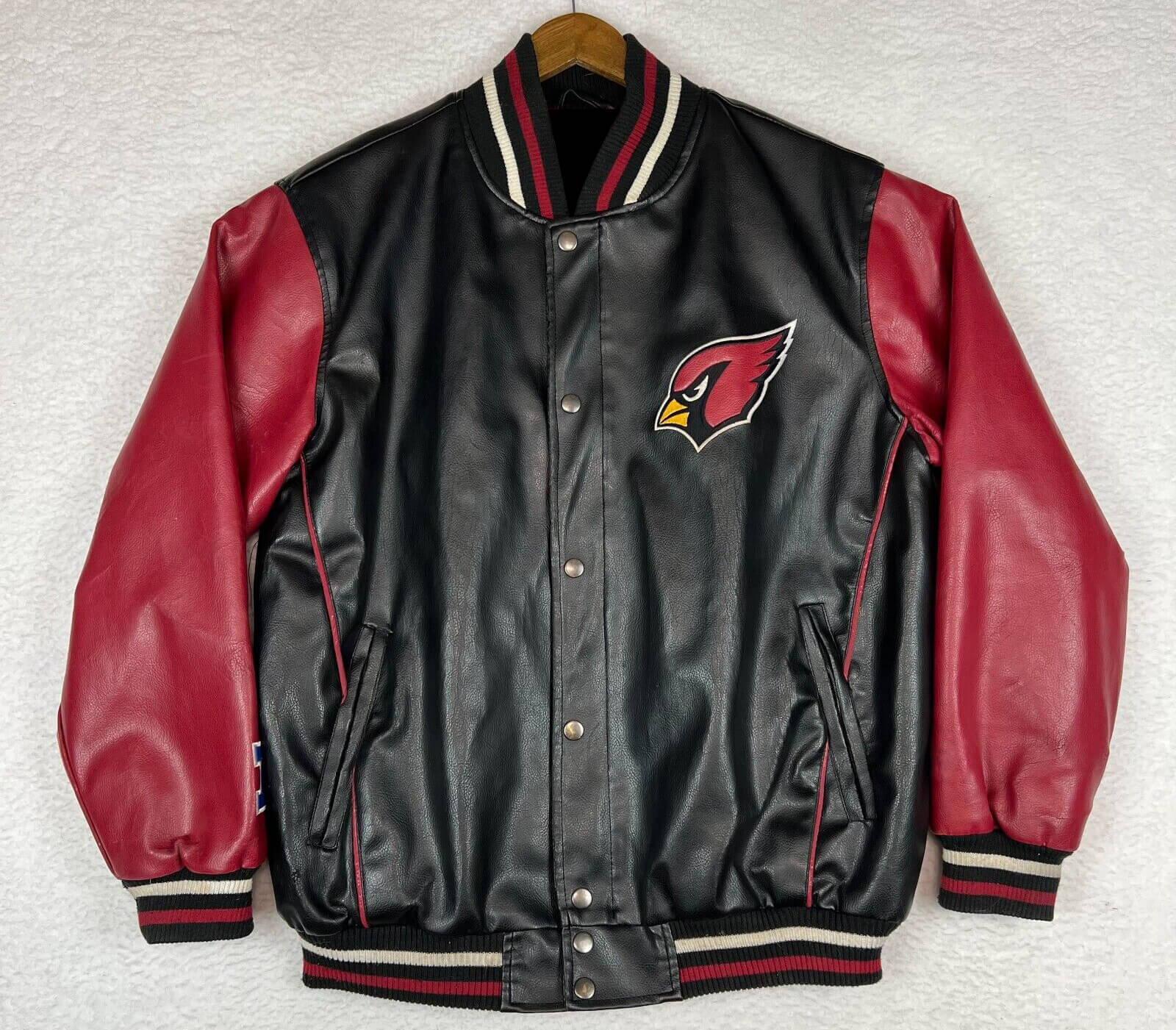 NFL Arizona Cardinals Black And Red Leather Jacket (1) NFL Arizona Cardinals Black And Red Leather Jacket