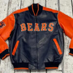 Navy Orange NFL Chicago Bears Leather Jacket