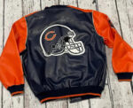 Navy Orange NFL Chicago Bears Leather Jacket