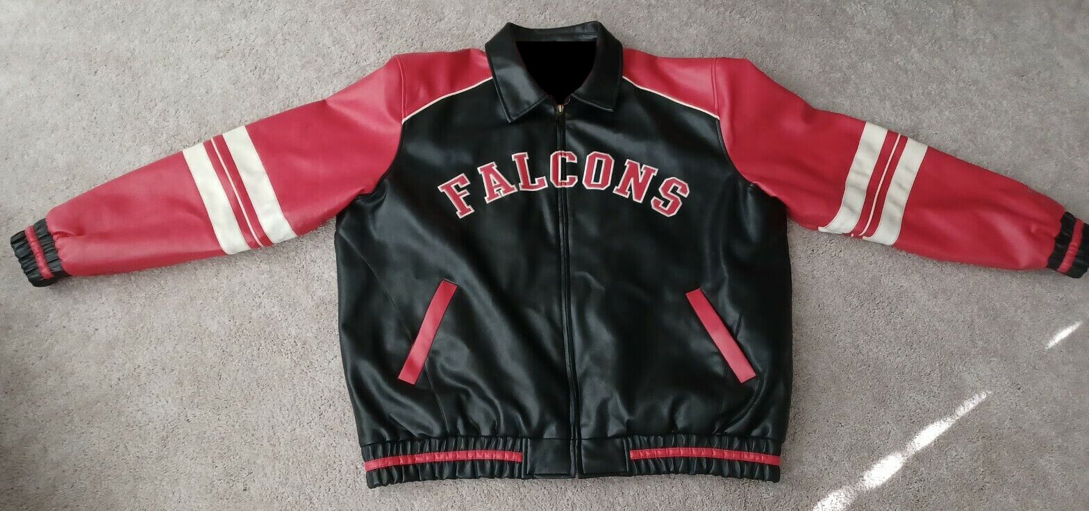 Vintage NFL Atlanta Falcons Football Leather Jacket (1) Vintage NFL Atlanta Falcons Football Leather Jacket