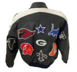 Vintage USA Flag NFL Team Patches Leather Jacket