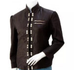 Artistic Studded Brown Leather Jacket Women