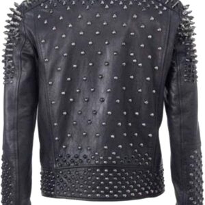 Black-Rock-Punk-Spike-Studded-Biker-Leather-Jacket