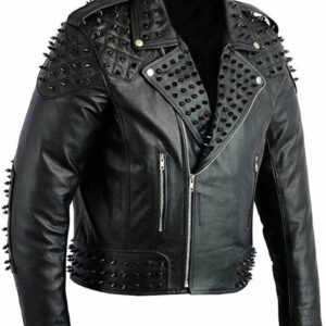 Classic-Black-Metal-Spikes-Punk-Style-Leather-Jacket
