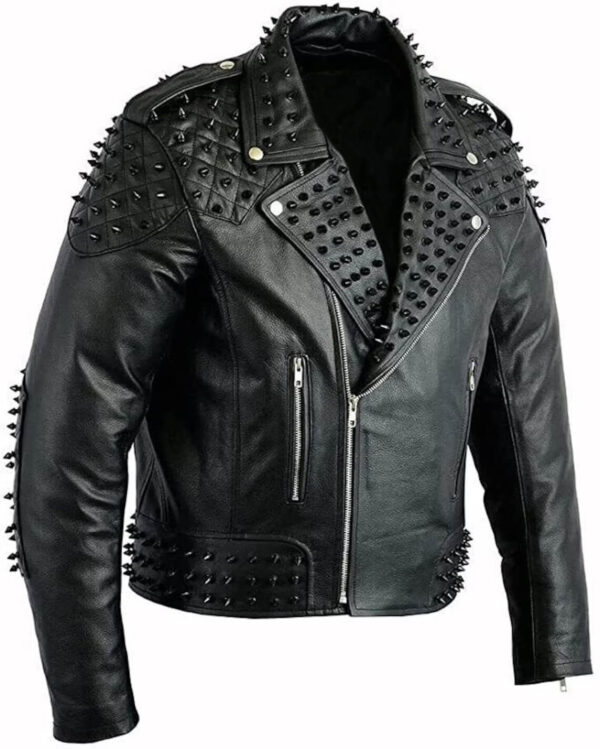 Classic-Black-Metal-Spikes-Punk-Style-Leather-Jacket