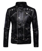 Handmade-Men's-Black-Biker-Leather-Jacket