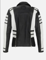 Men's Black And White Biker Leather Jacket