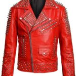 Rock-Punk-Spike-Studded-Biker-Red-Leather-Jacket