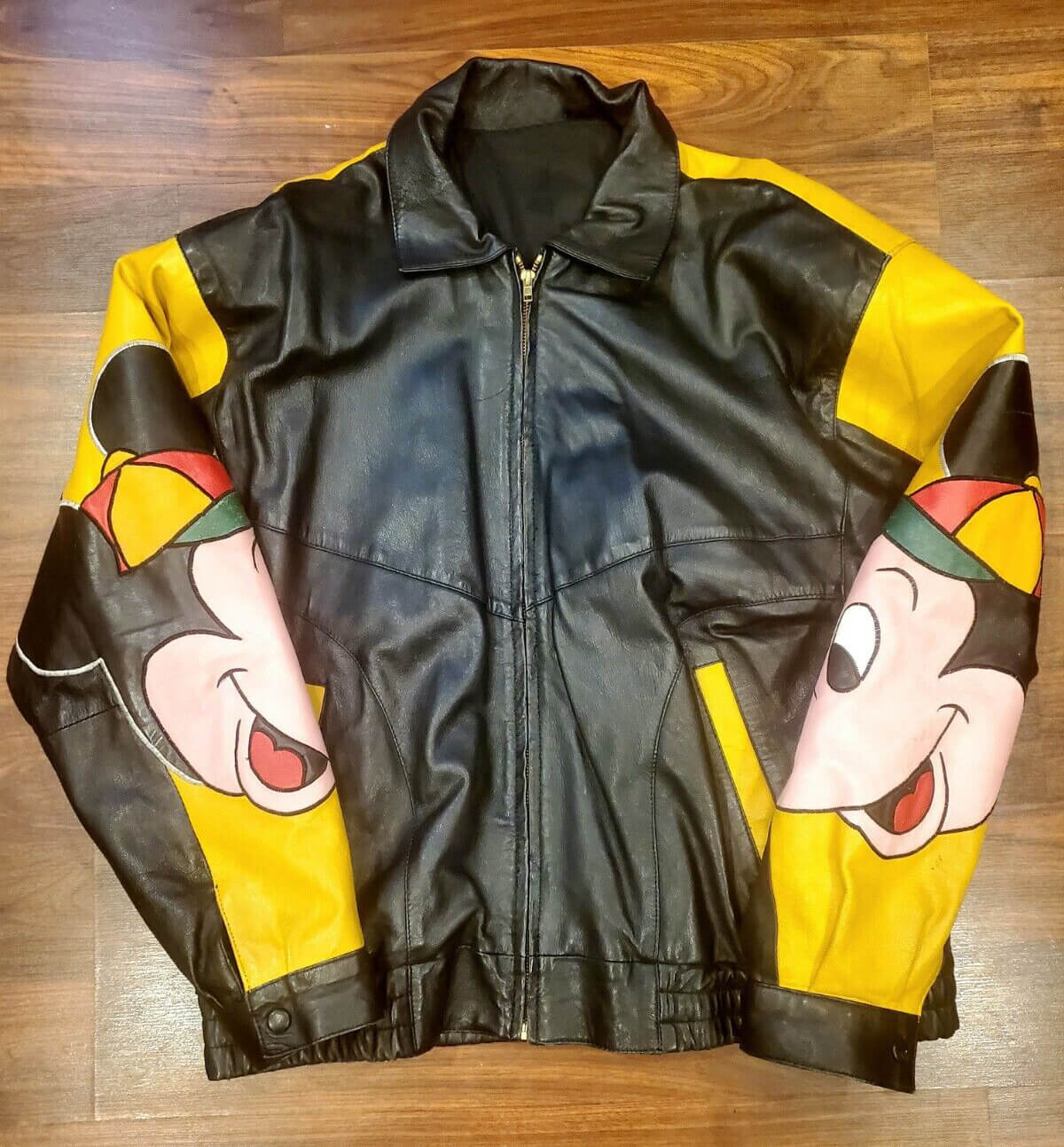 Vintage mickey mouse leather jacket hotsell