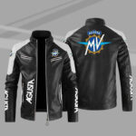 Black White MV Agusta Color Block Leather Jacket
