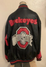 G III Ohio State Buckeyes Black Red Leather Jacket