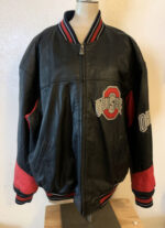 G III Ohio State Buckeyes Black Red Leather Jacket