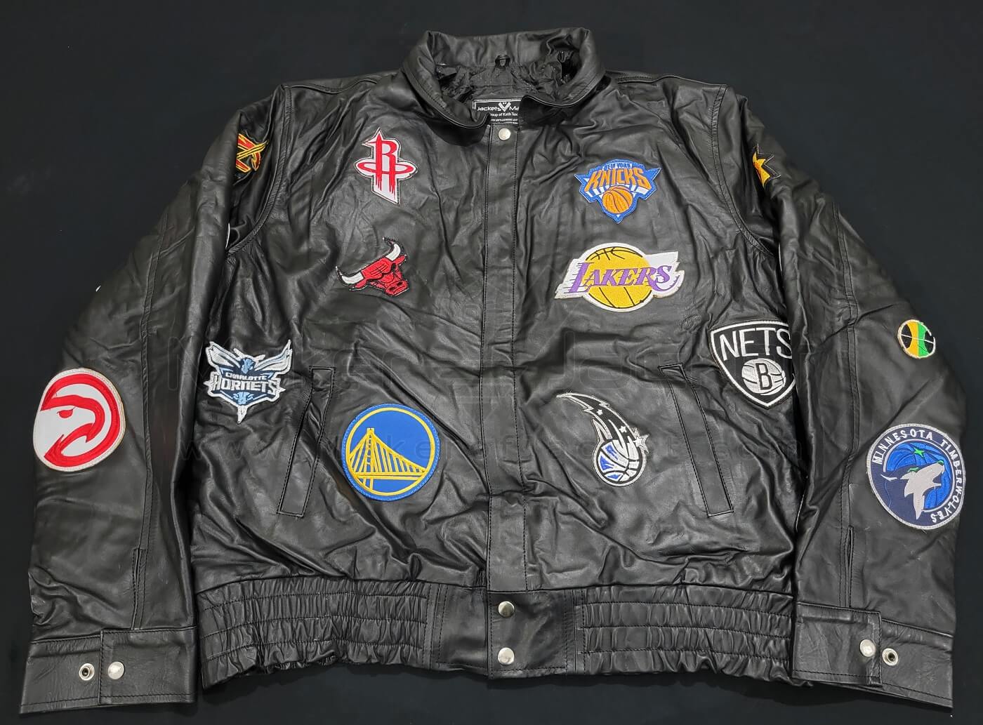 Black Nba Teams Collage Jeff Hamilton Leather Jacket