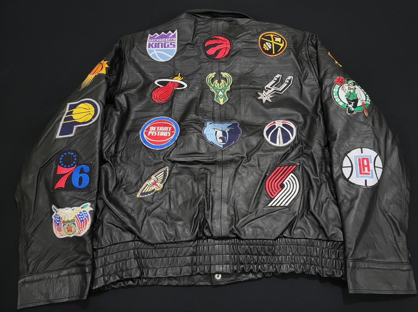 Black Nba Teams Collage Jeff Hamilton Leather Jacket
