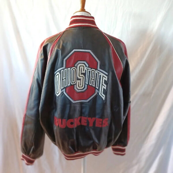 Vintage Black Red Ohio State Buckeyes Leather Jacket