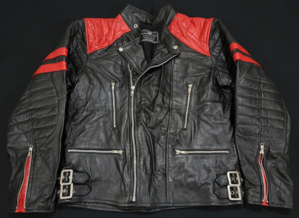 Black Red Classic Biker Leather Jacket