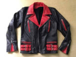 Black Red Classic Biker Style Leather Jacket