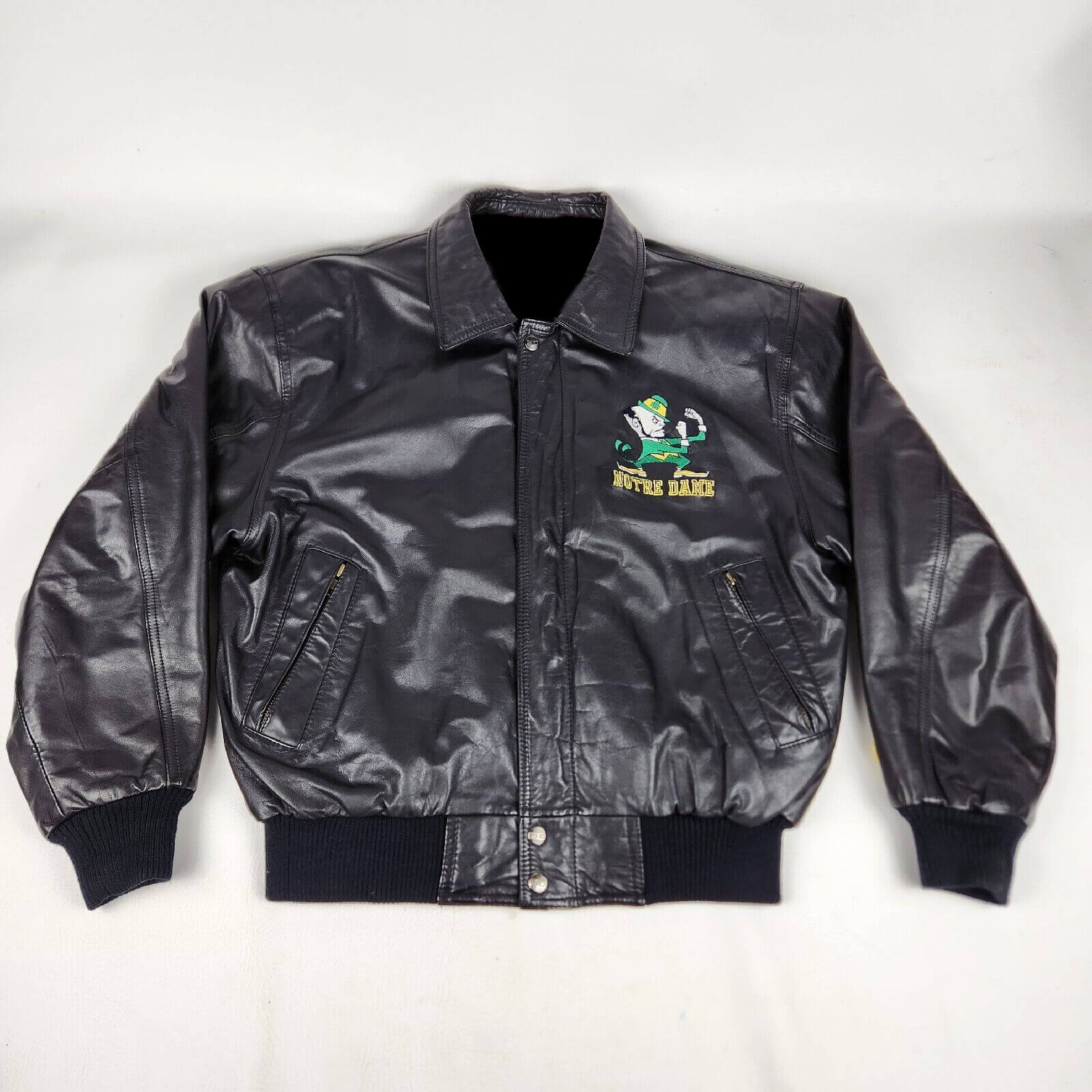 Black University of Notre Dame Leather Jacket