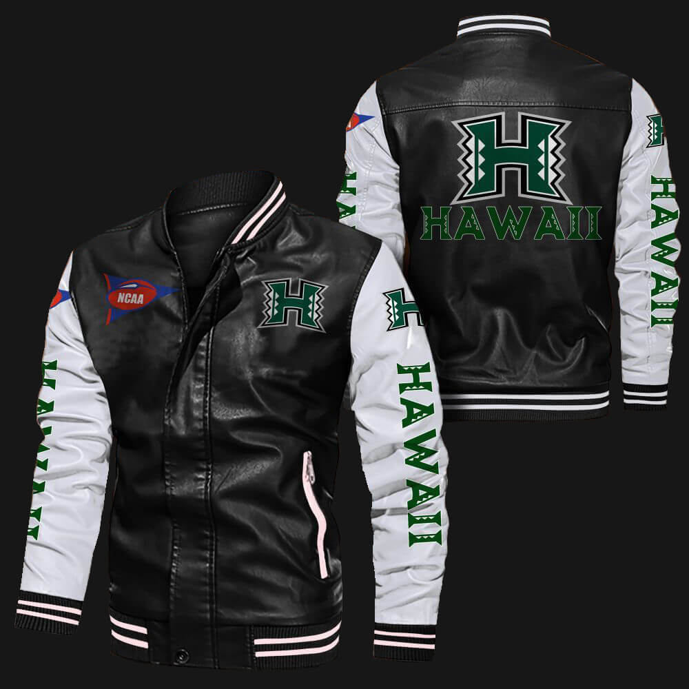 Black White Hawaii Rainbow Warriors Leather Jacket Black White Hawaii Rainbow Warriors Leather Jacket
