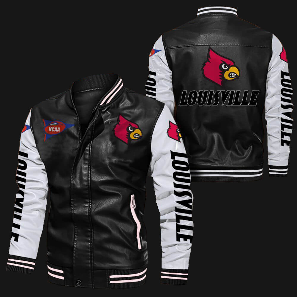 Blue Red Louisville Cardinals Leather Jacket - Maker of Jacket