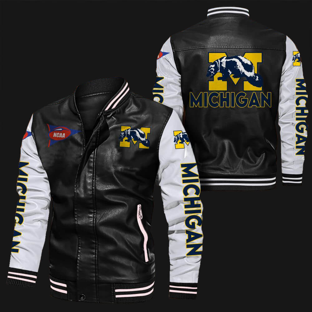 Black White Michigan Wolverines Leather Jacket Black White Michigan Wolverines Leather Jacket