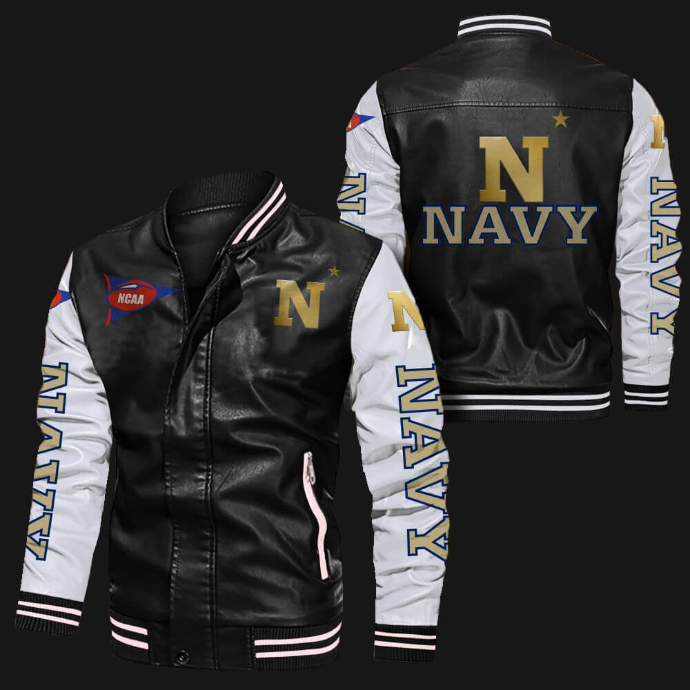 Black White Navy Midshipmen Leather Jacket Black White Navy Midshipmen Leather Jacket