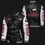 Black White Northern Illinois Huskies Leather Jacket