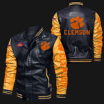 Black Yellow Clemson Tigers Leather Jacket