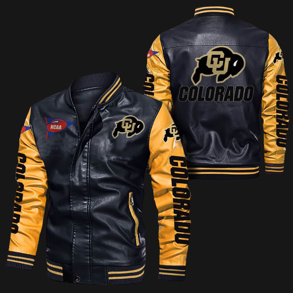Black Yellow Colorado Buffaloes Leather Jacket Black Yellow Colorado Buffaloes Leather Jacket