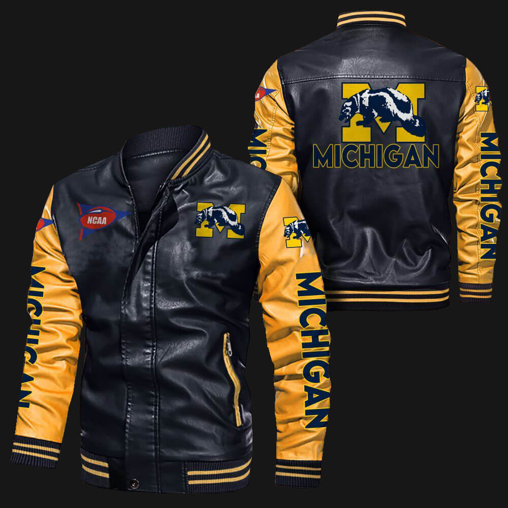Michigan wolverines leather best sale jacket