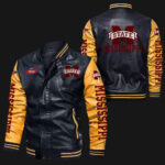Black Yellow Mississippi State Bulldogs Leather Jacket