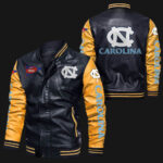 Black Yellow North Carolina Tar Heels Leather Jacket