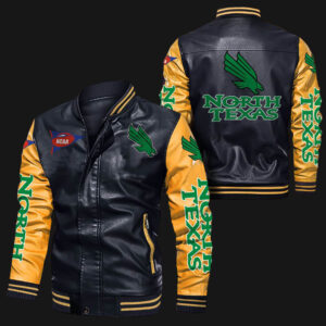 Black Yellow North Texas Mean Green Leather Jacket