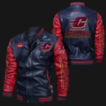 Blue Red Central Michigan Chippewas Leather Jacket