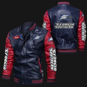 Blue Red Georgia Southern Eagles Leather Jacket