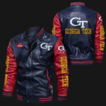 Blue Red Georgia Tech Leather Jacket