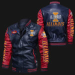 Blue Red Illinois Fighting Illini Leather Jacket